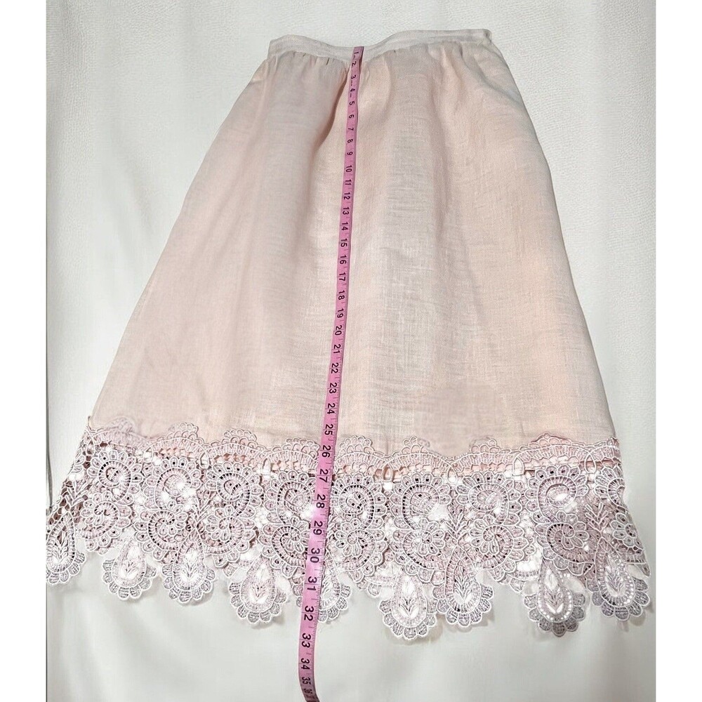VTG 80's Capriccio by Digna Pink 100% Linen Blouse Skirt Set Victorian Lace Sz 6 - Picture 13 of 16